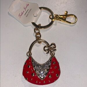 Sparkling purse/bag charm keychain with crystals